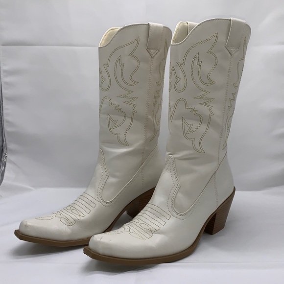 Vintage Shoes - Splash White Cowboy Boots Vintage